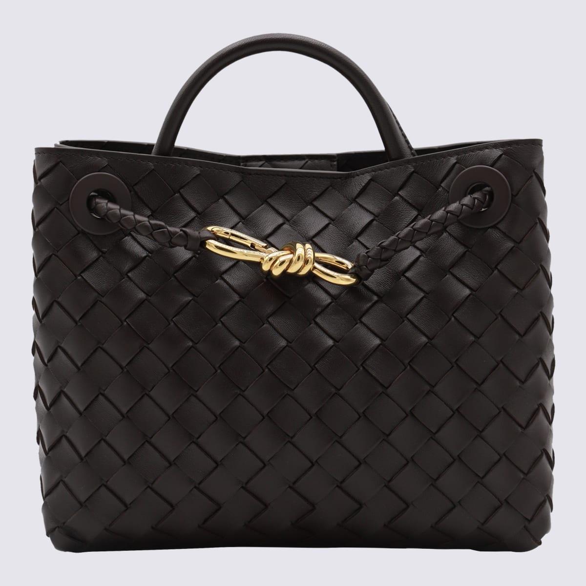 bottega veneta dark brown leather small andiamo top handle bag
