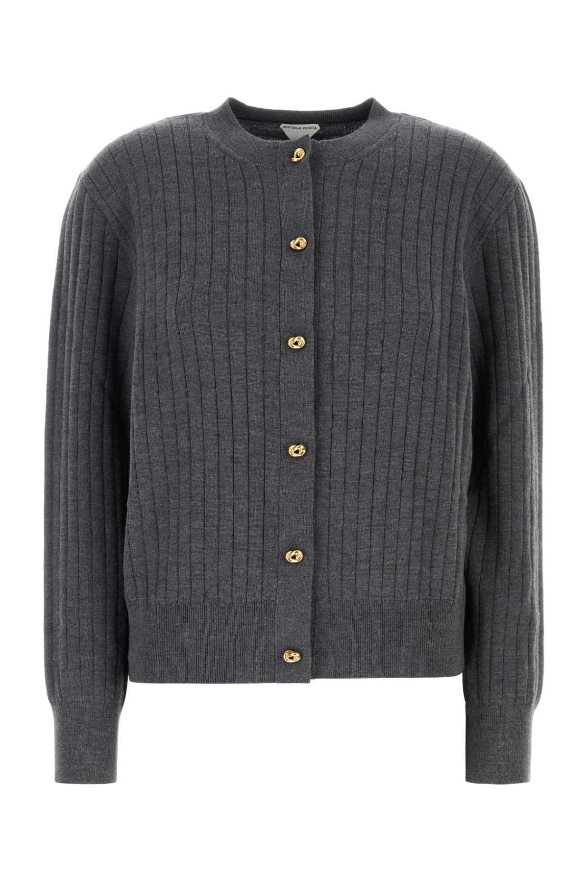 bottega veneta dark grey wool cardigan