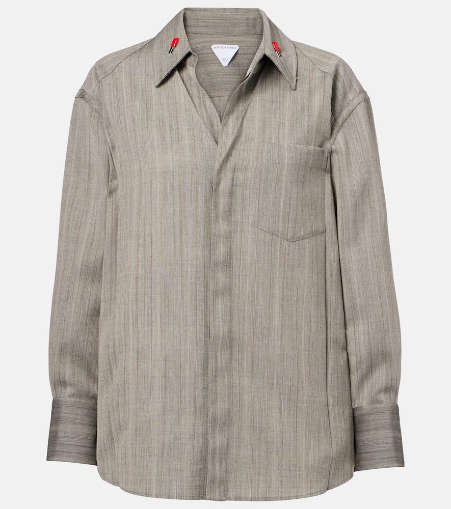 bottega veneta embellished striped wool shirt