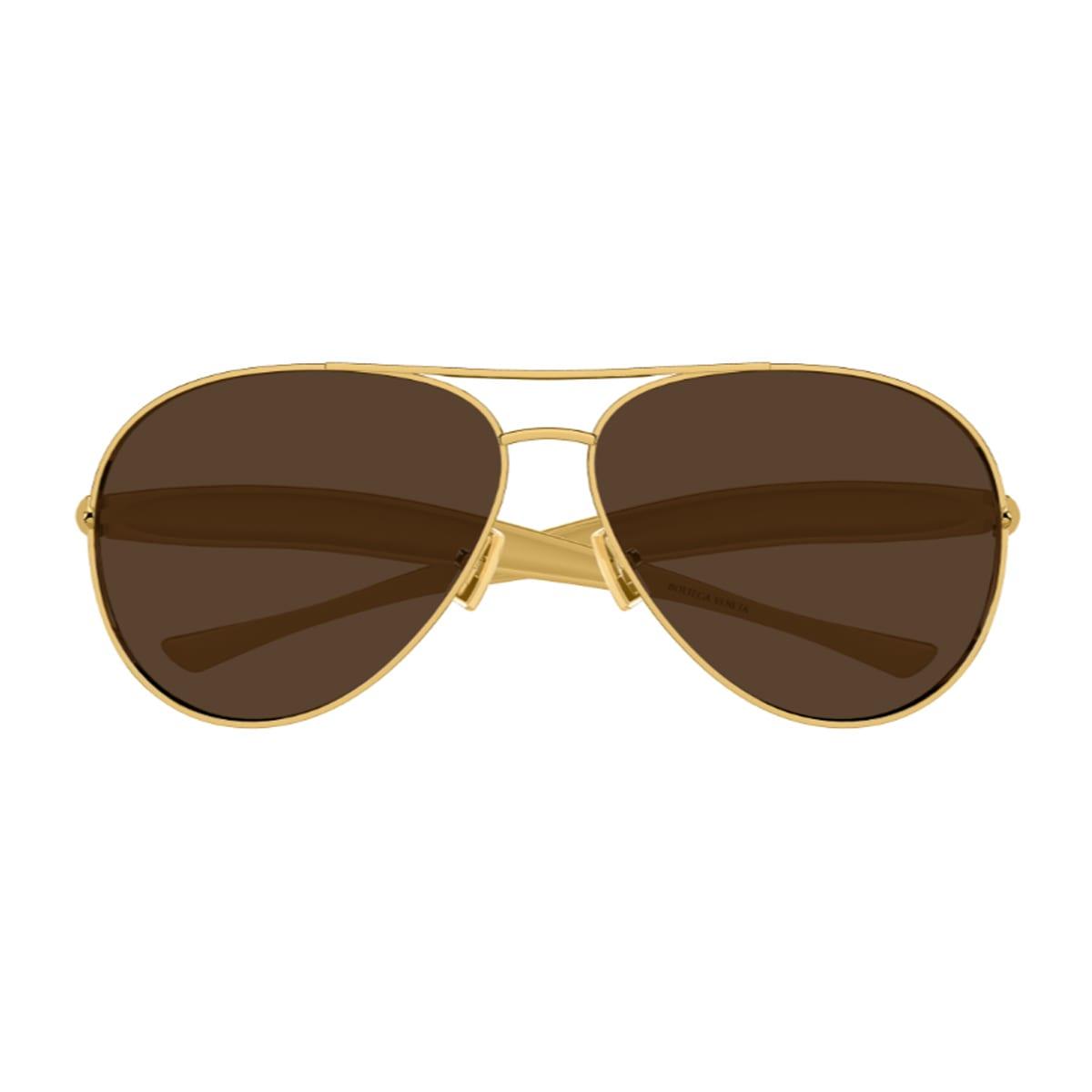 bottega veneta eyewear bottega veneta bv1305s linea unapologetic 007 gold brown sunglasses