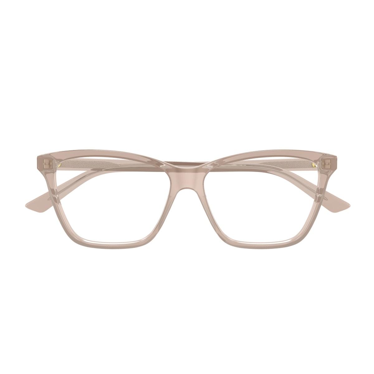 bottega veneta eyewear bottega veneta bv1421o linea logo 004 brown transparent glasses