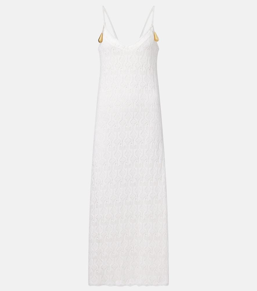 bottega veneta fish lace cotton and silk maxi dress