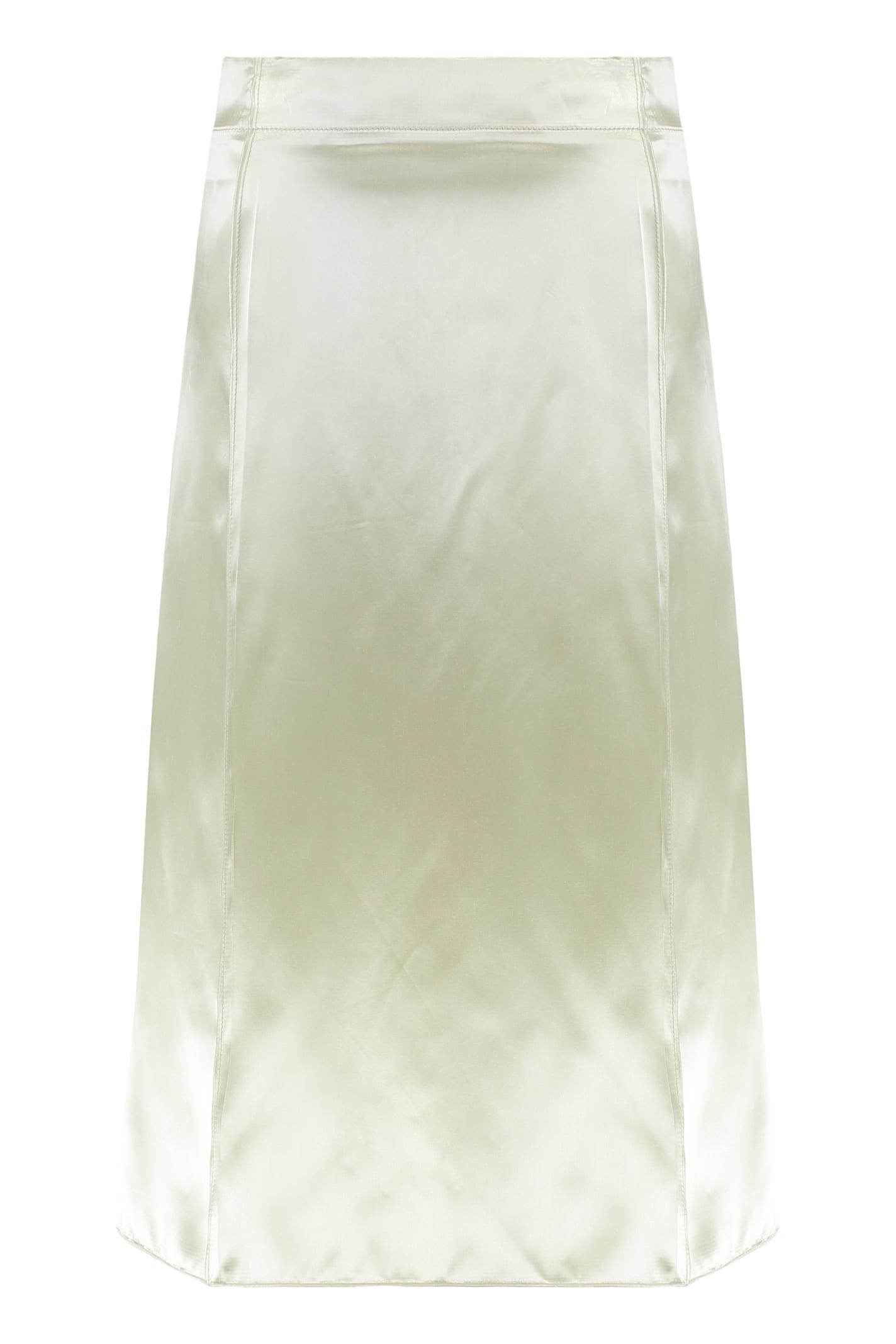bottega veneta fluid satin midi skirt