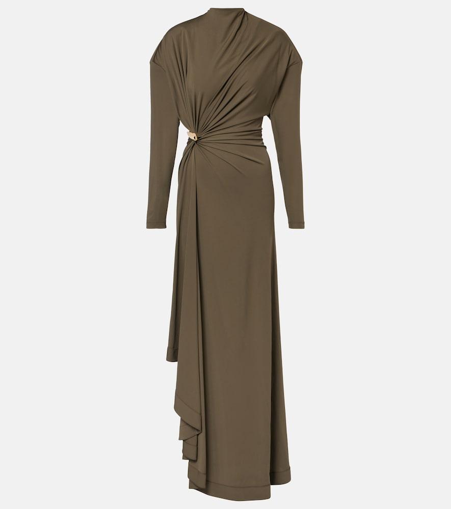 bottega veneta gathered crêpe jersey maxi dress