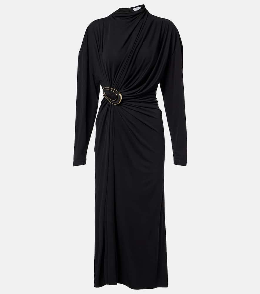 bottega veneta gathered crêpe jersey midi dress