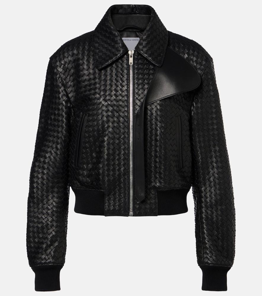 bottega veneta intrecciato leather jacket