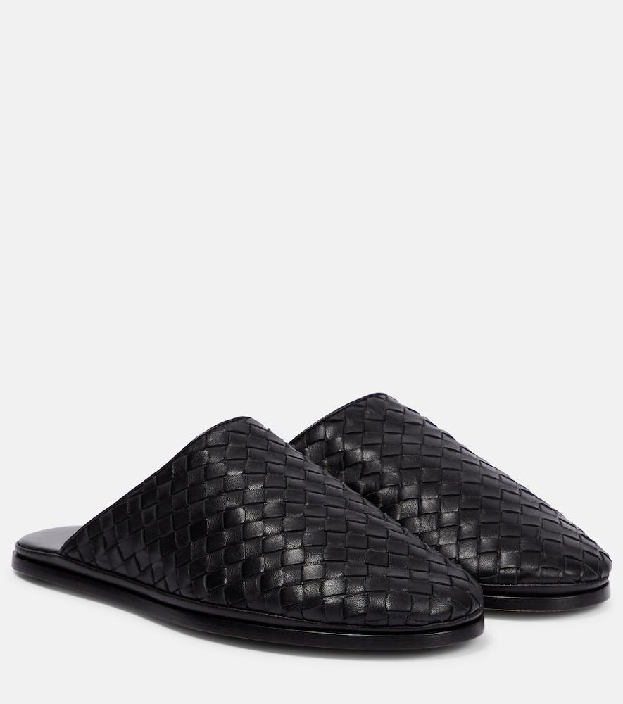 bottega veneta intrecciato leather slippers
