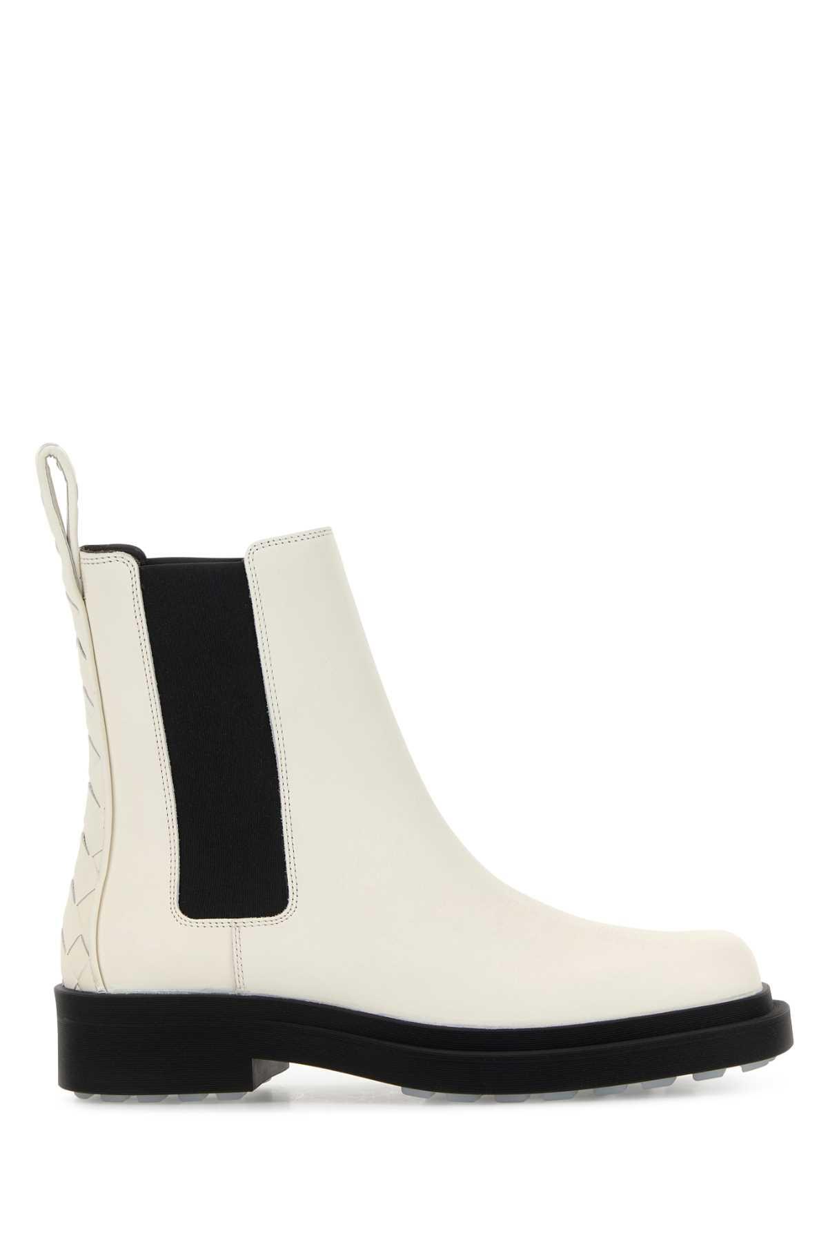 bottega veneta ivory leather chelsea ben ankle boots