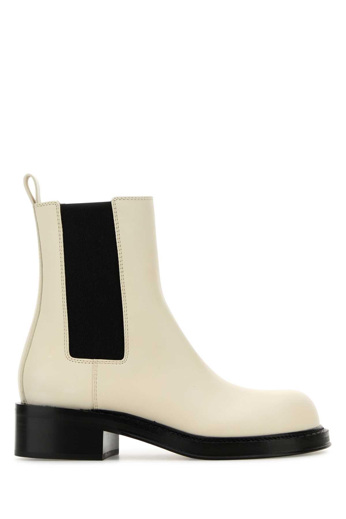 bottega veneta ivory leather cliff ankle boots