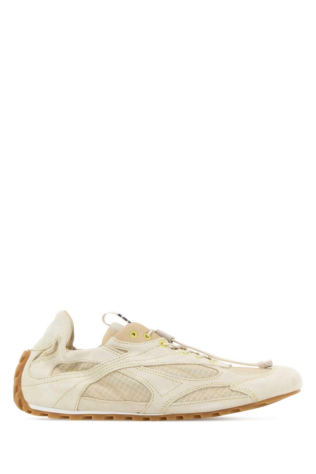 bottega veneta ivory suede and fabric orbit flash sneakers