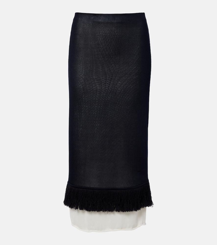 bottega veneta knitted silk midi skirt