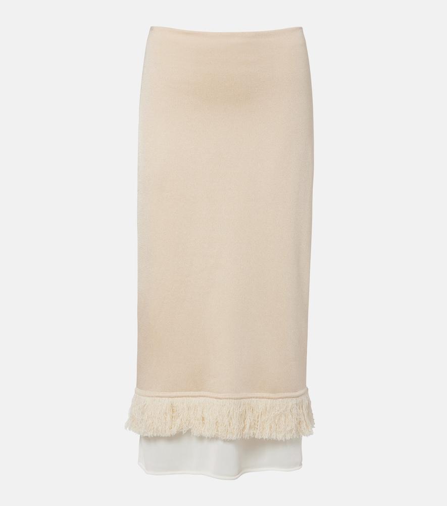 bottega veneta knitted silk midi skirt