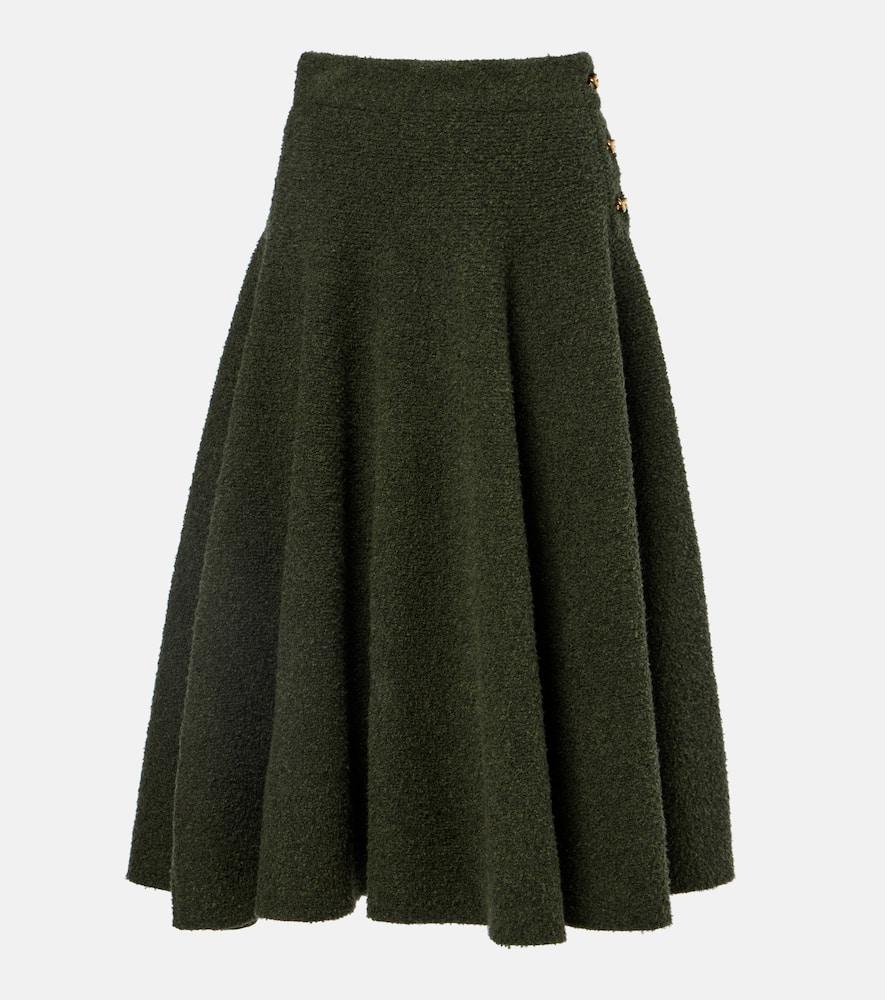 bottega veneta knot bouclé midi skirt