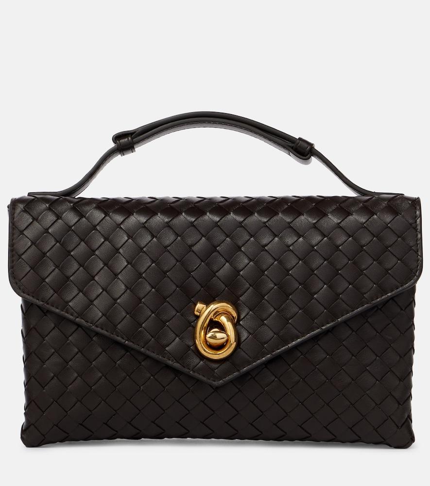 bottega veneta knot lock intrecciato leather crossbody bag
