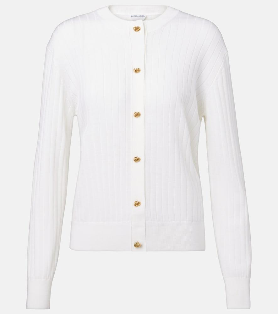 bottega veneta knot ribbed-knit wool cardigan