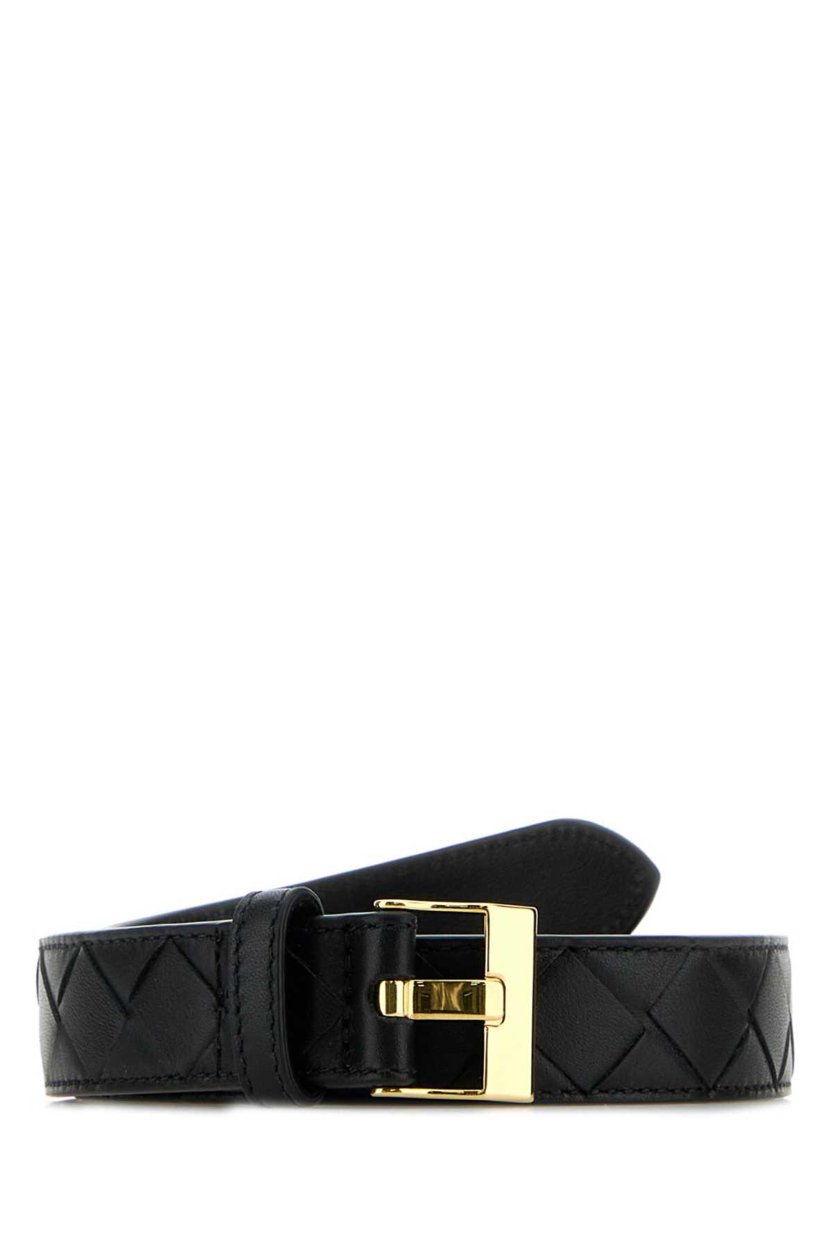bottega veneta leather belt with intrecciato motif