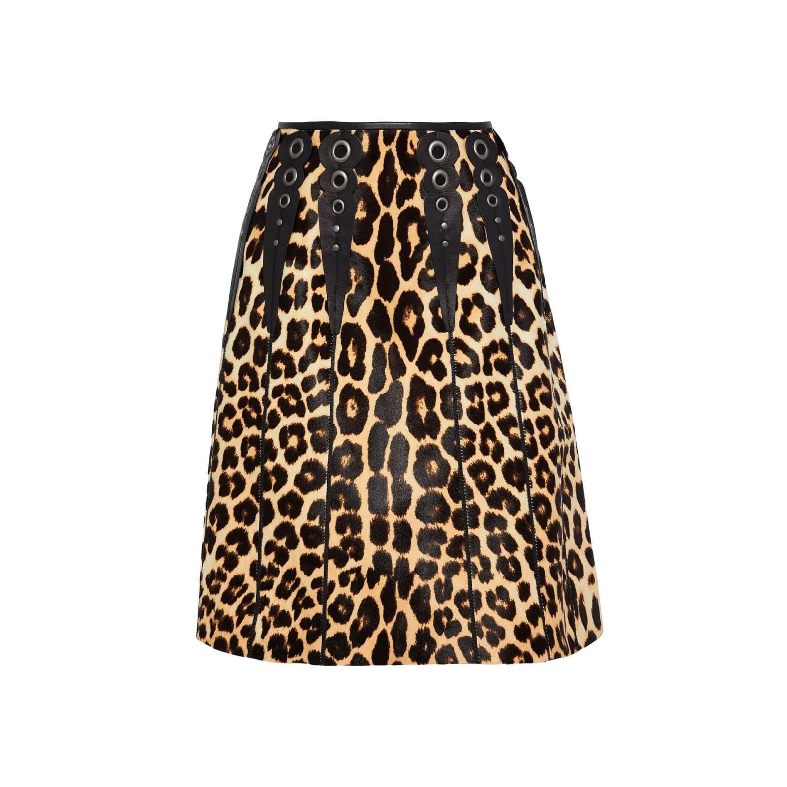 bottega veneta leopard print calf hair skirt