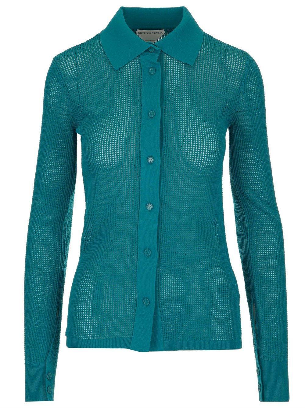 bottega veneta mesh buttoned cardigan
