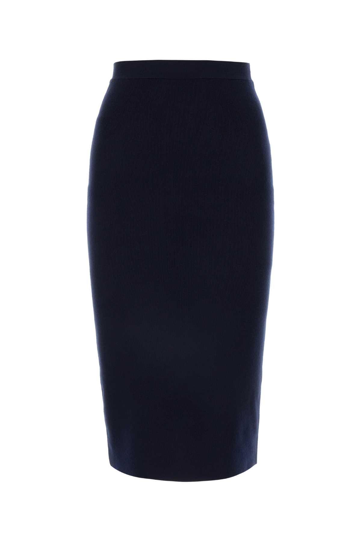 bottega veneta midnight blue cashmere blend skirt