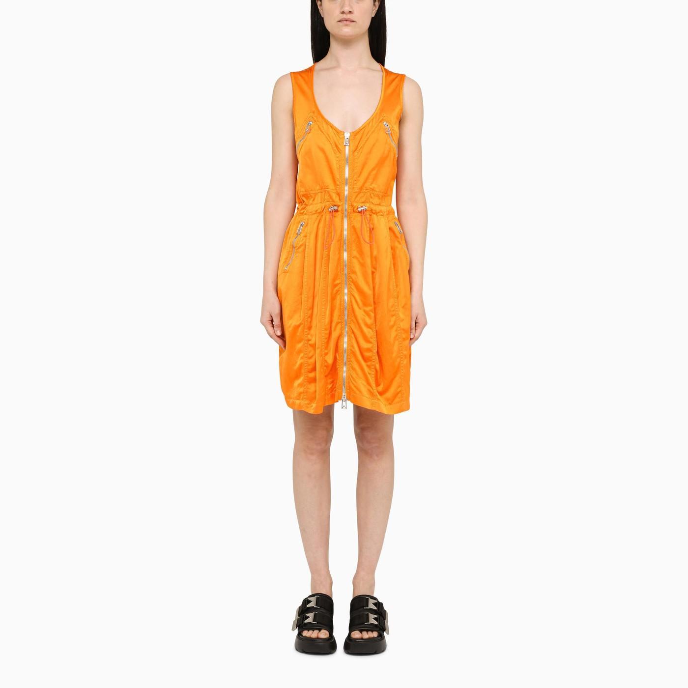 bottega veneta orange zipped short dress