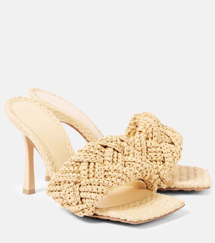 bottega veneta padded raffia mules