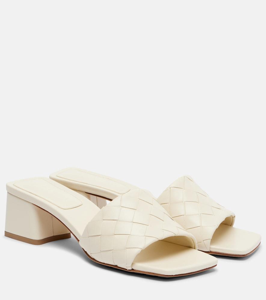 bottega veneta parco 45 intrecciato leather mules