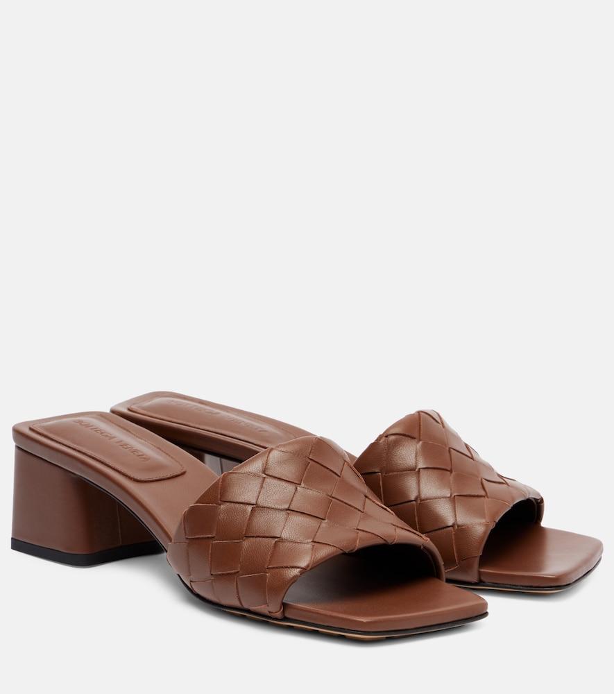 bottega veneta parco 45 intrecciato leather mules