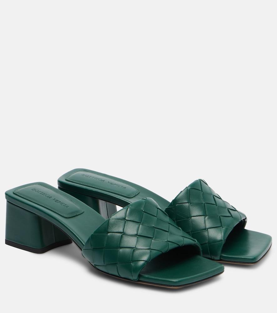 bottega veneta parco intrecciato leather mules