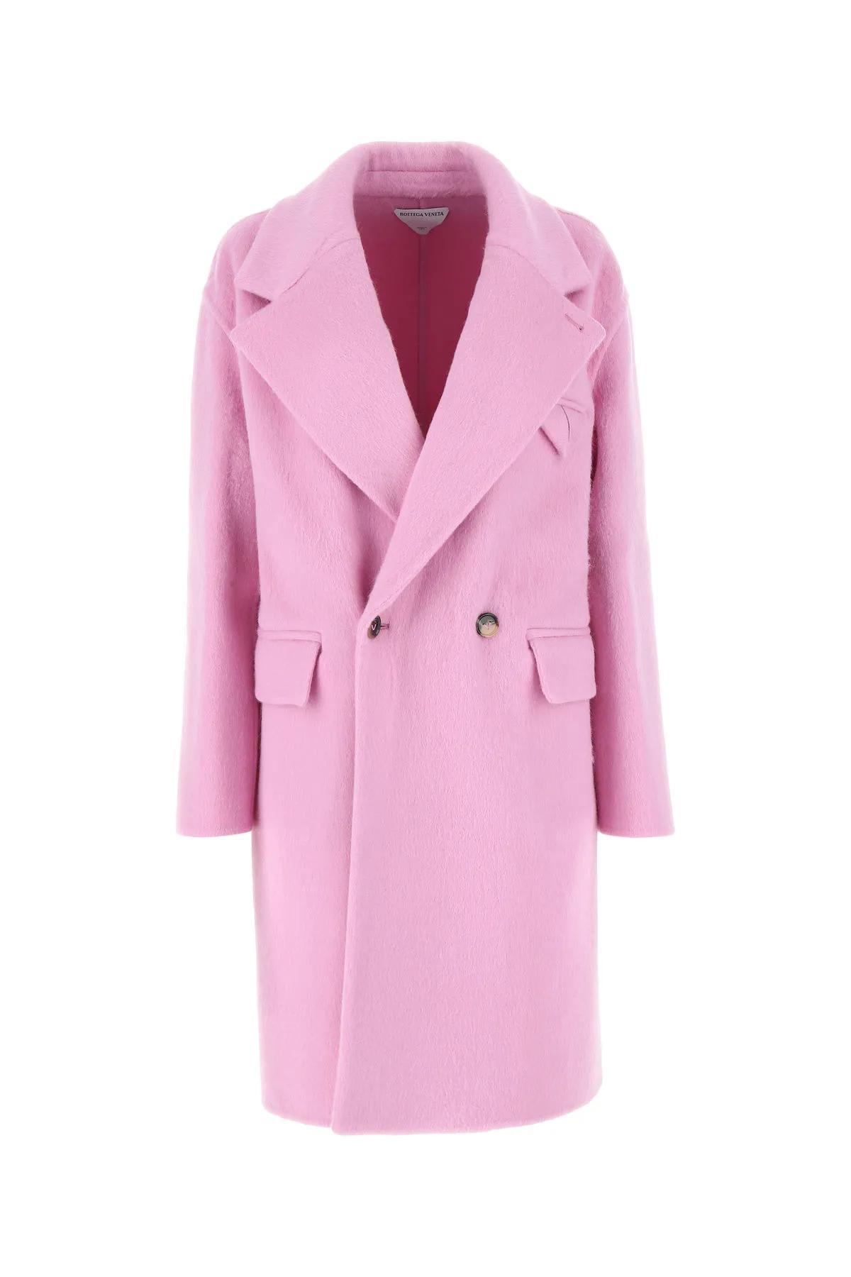 bottega veneta pink wool blend coat