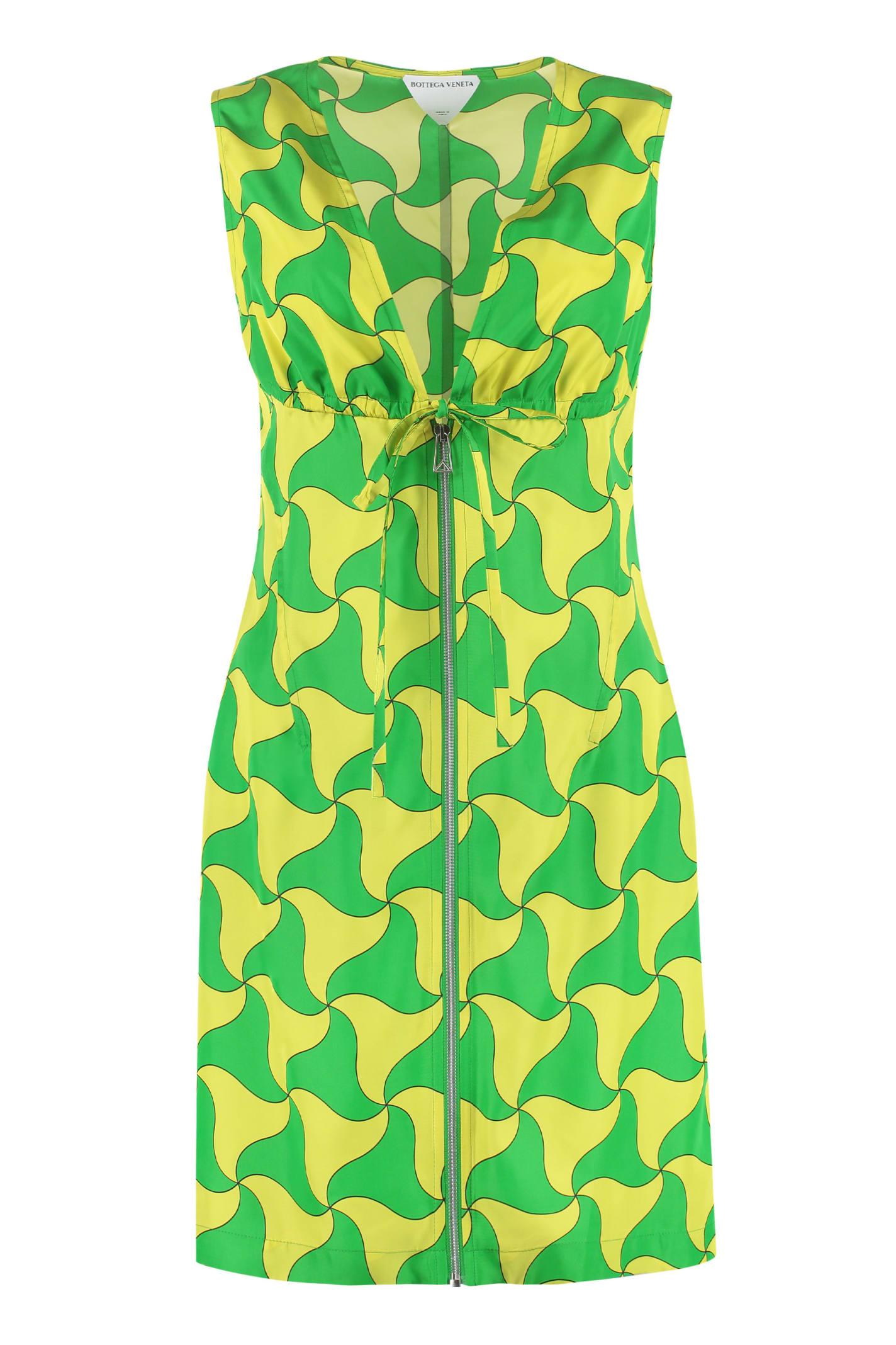 bottega veneta printed satin dress