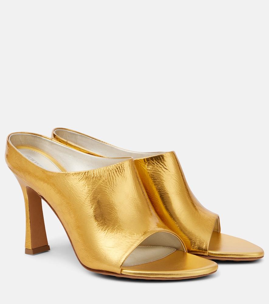 bottega veneta rana metallic leather mules