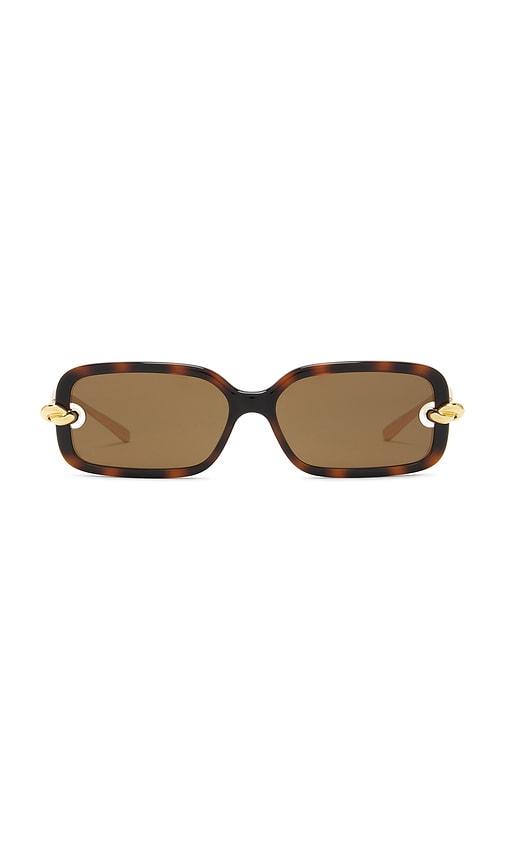 bottega veneta rectangular sunglasses in metallic bronze.