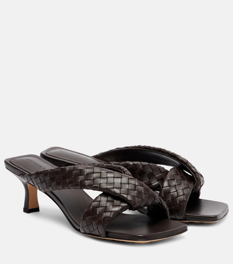 bottega veneta riva 50 intrecciato leather mules