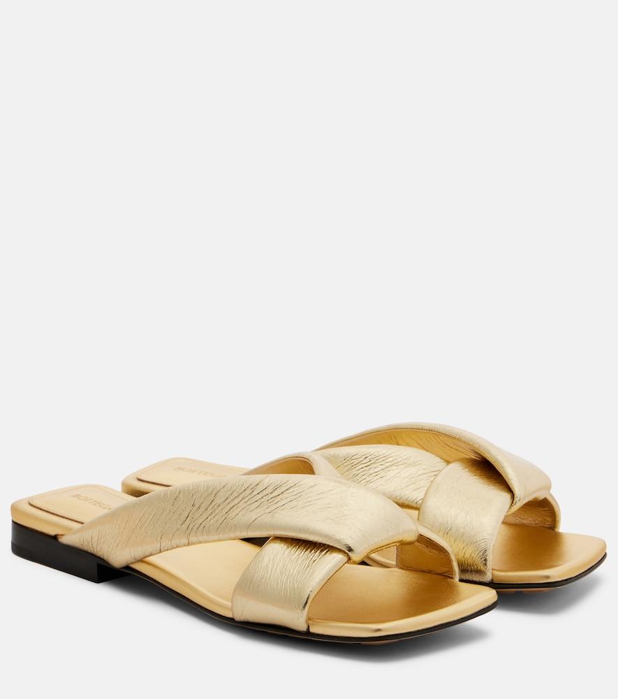 bottega veneta riva metallic leather mules