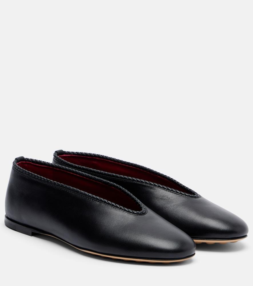 bottega veneta rosa leather ballet flats
