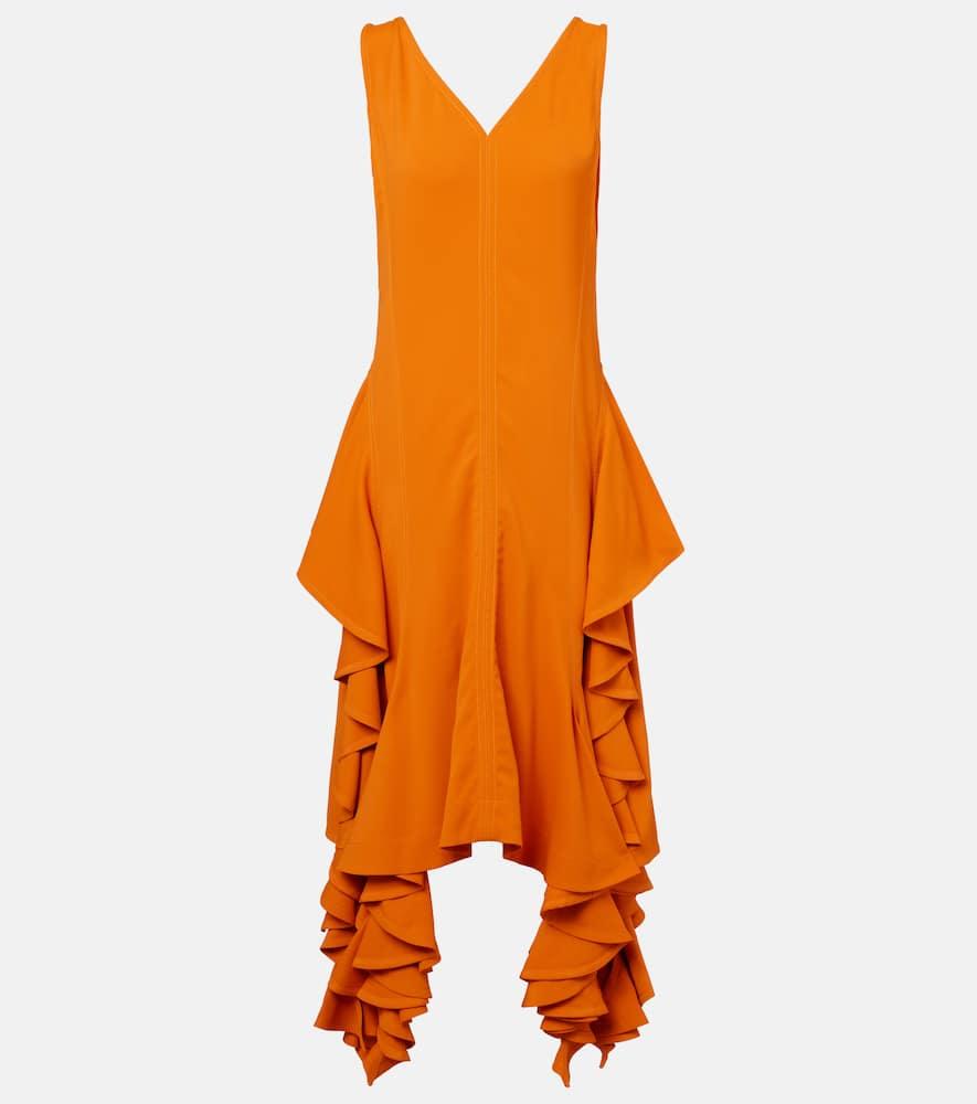 bottega veneta ruffled midi dress