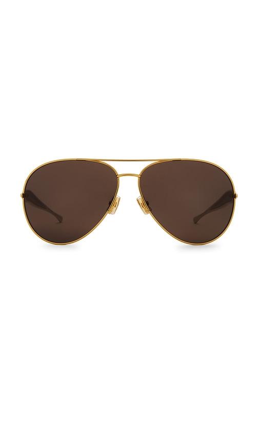 bottega veneta sardine sunglasses in metallic gold.