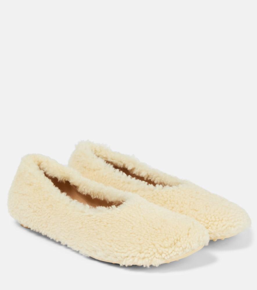 bottega veneta shearling ballet flats