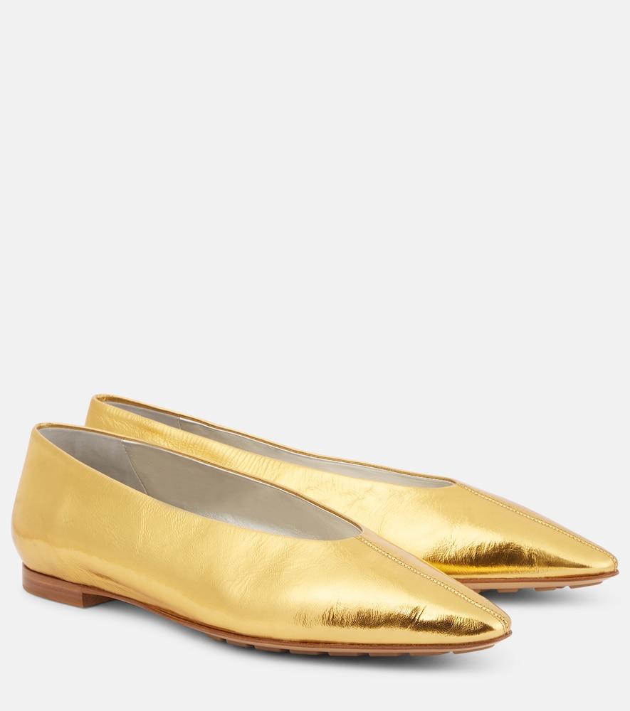 bottega veneta sofia metallic leather ballet flats