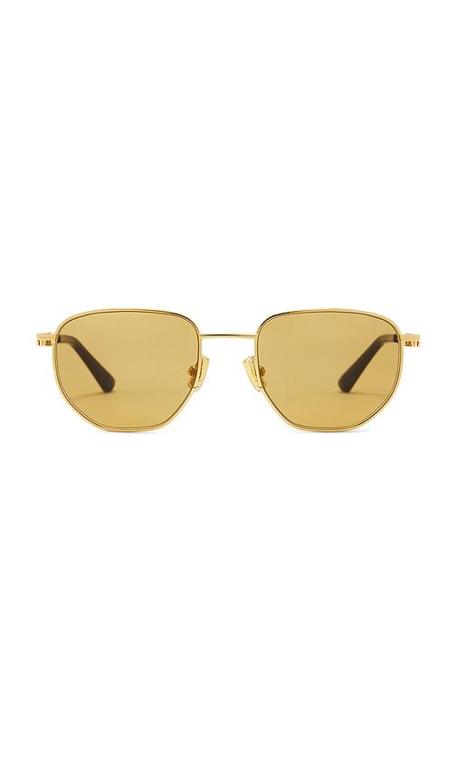 bottega veneta split sunglasses in metallic gold.