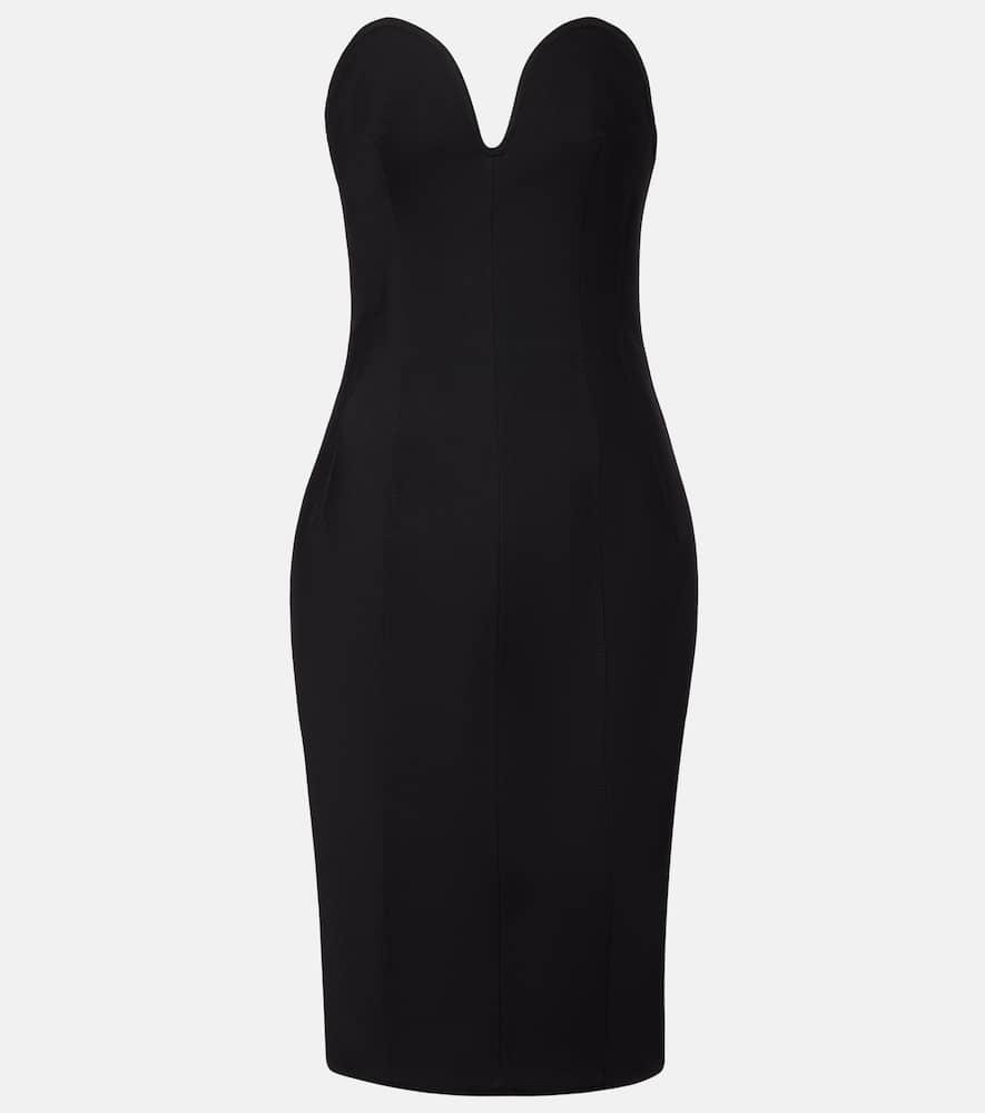 bottega veneta strapless wool midi dress
