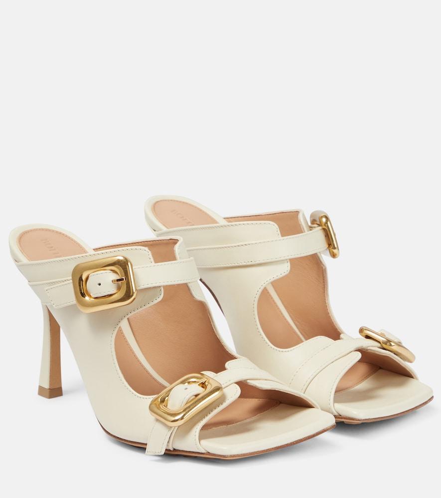 bottega veneta stretch buckle leather mules