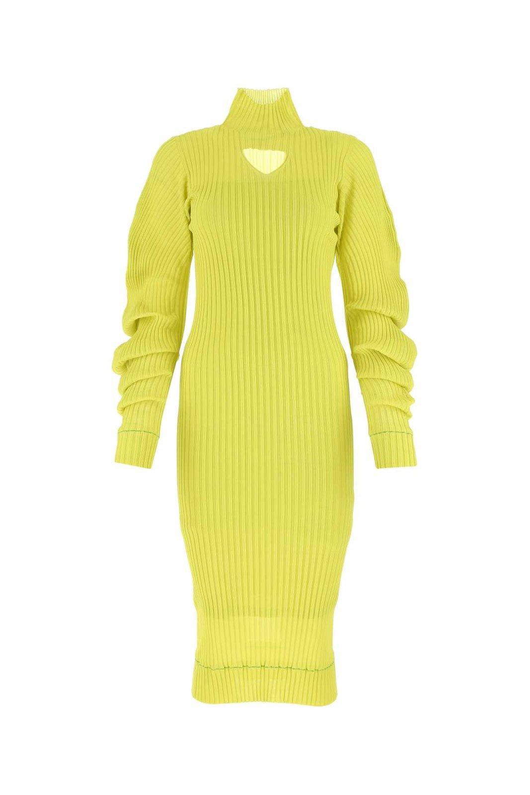 bottega veneta turtleneck cut-out rib-knit dress