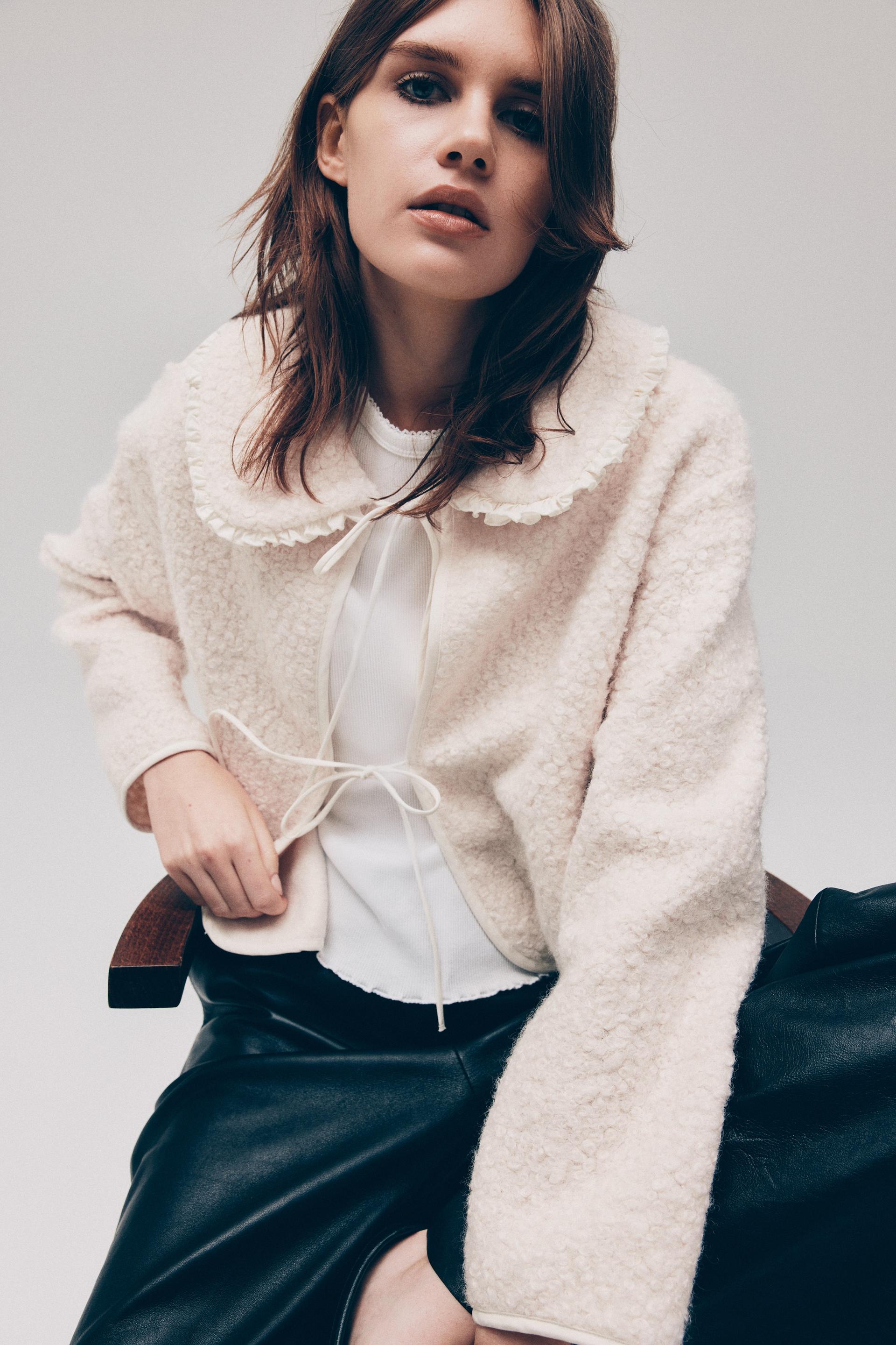 bouclé cardigan with collar