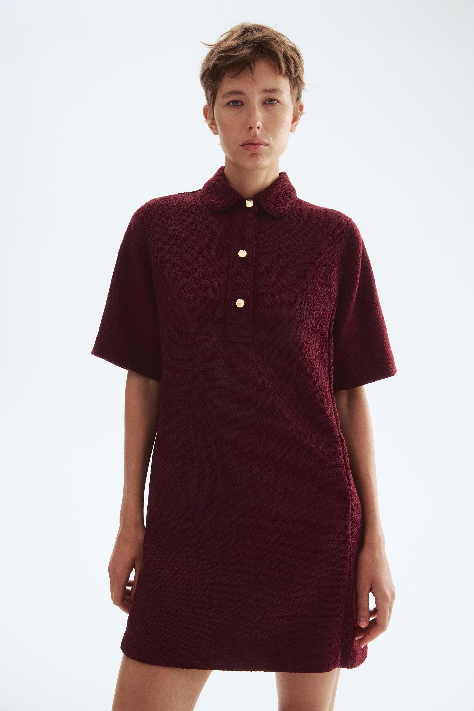 bouclé dress with collar