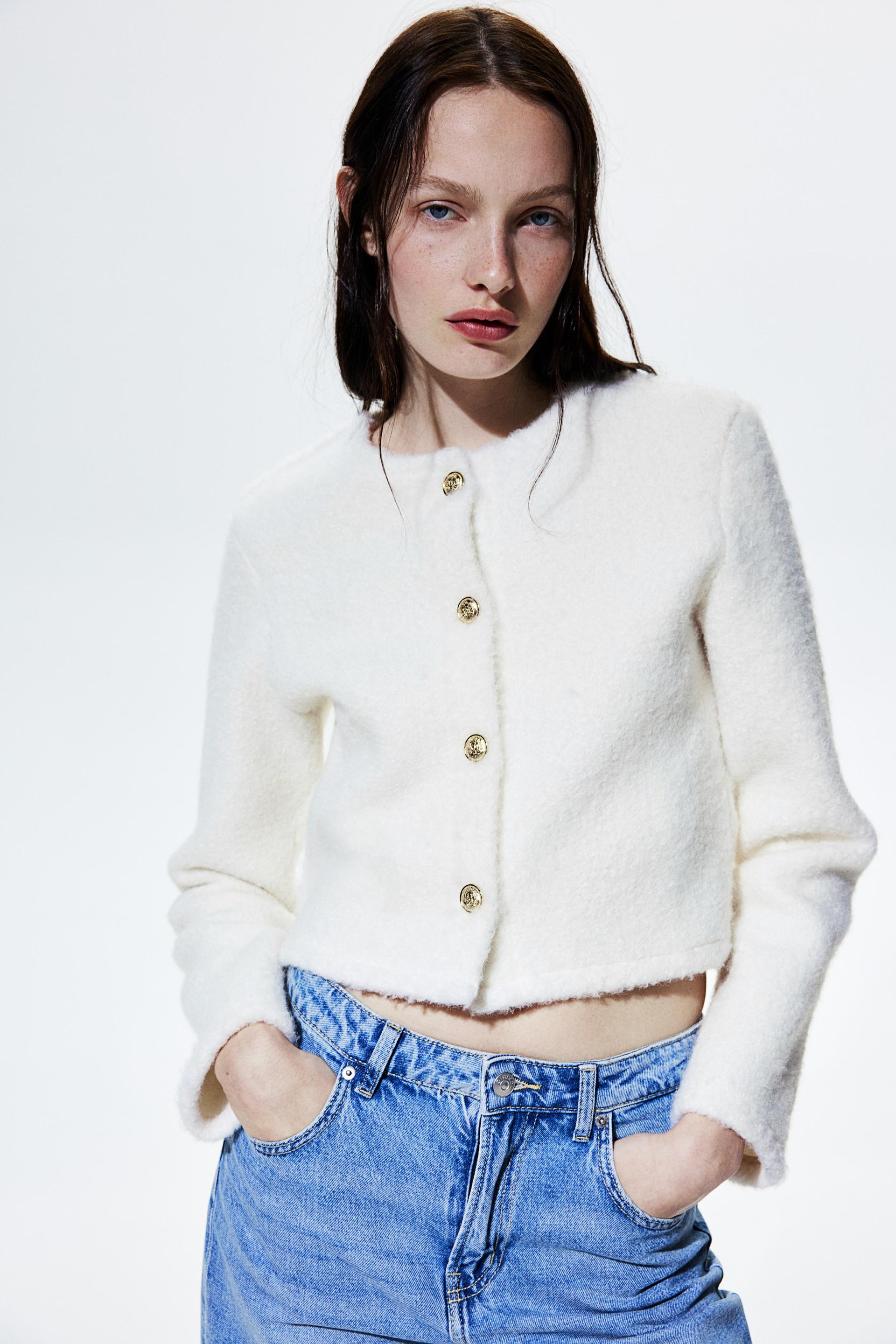 bouclé-weave cardigan