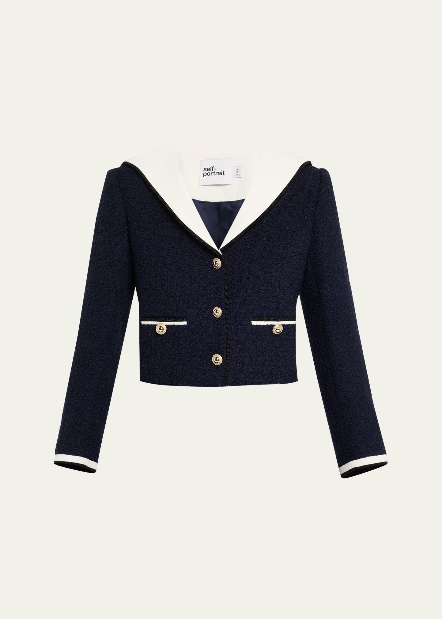 boucle contrast collar jacket