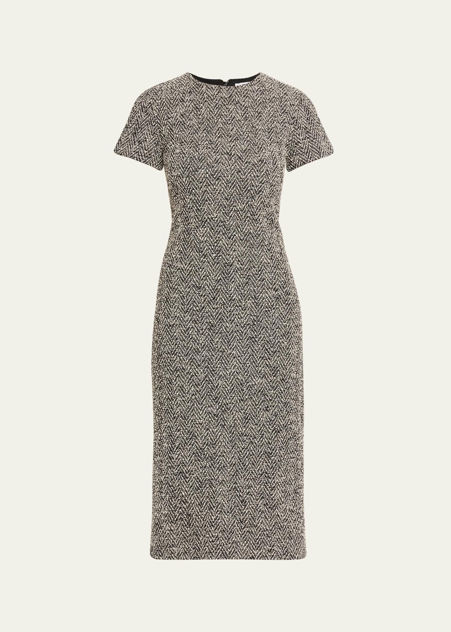 boucle jersey short-sleeve midi dress
