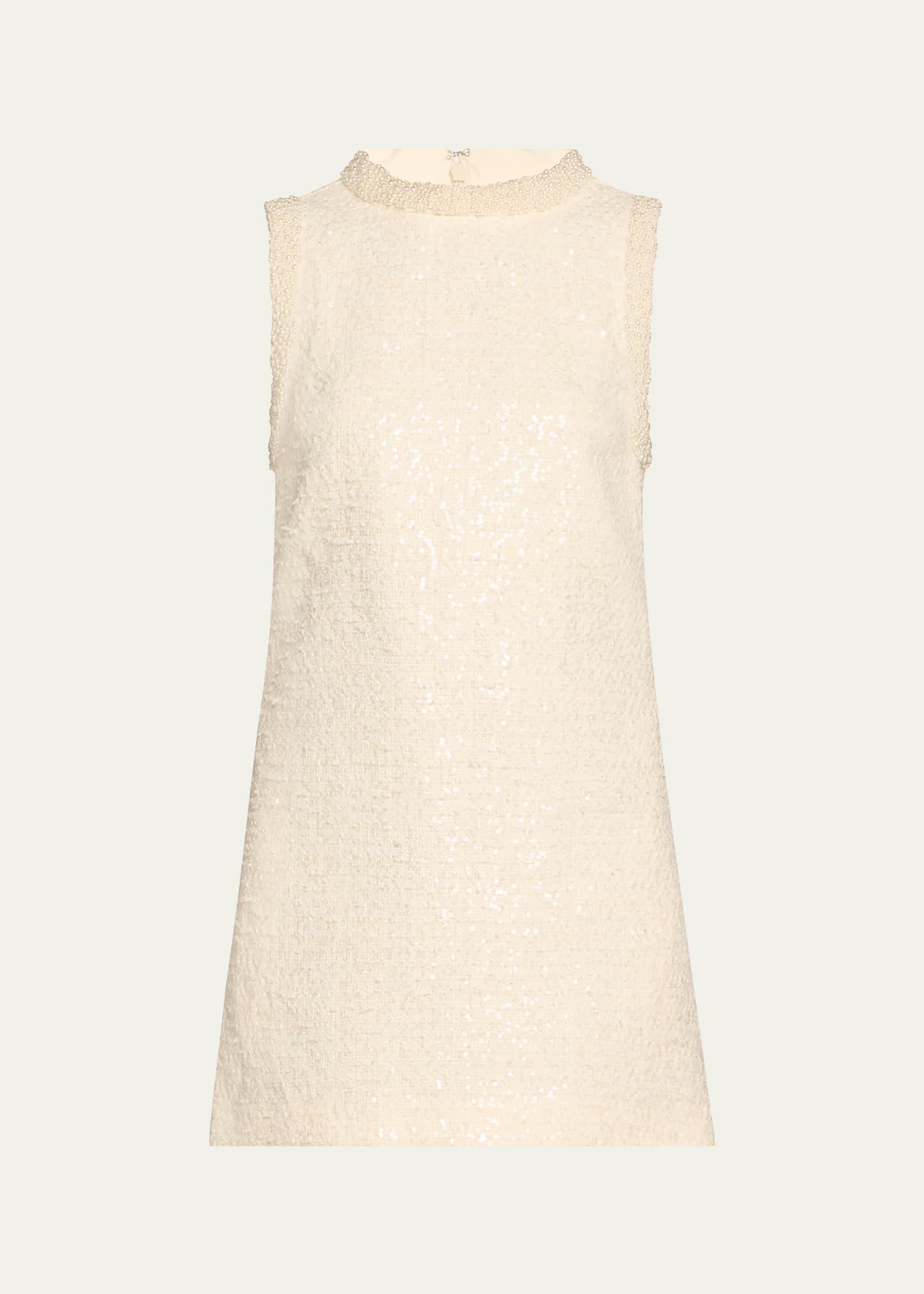 boucle pearly-trim mini dress
