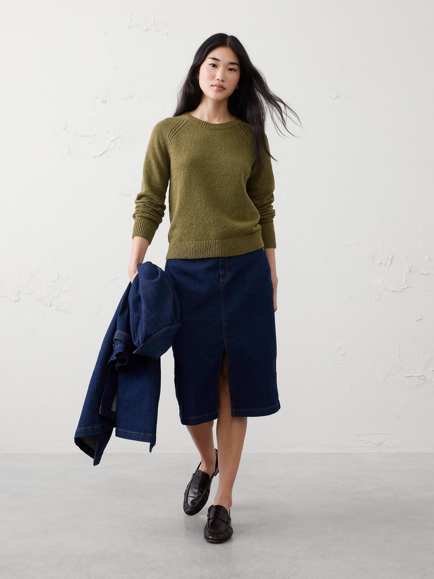 boucle raglan sweater